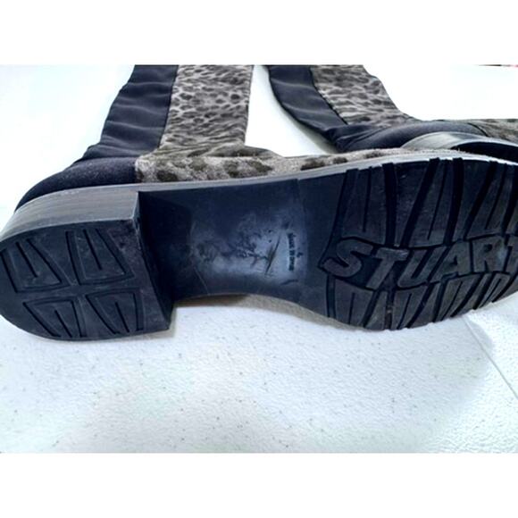 RARE!!"STUART WEITZMAN" Knee High, Leopard Print/Black Boots,Size 9.5, Slip On‎ - Picture 9 of 12